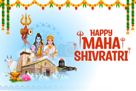 Illustration for Illustration of Lord Shiva, Indian God of Hindu for Maha Shivratri festival of India - Royalty Free Image