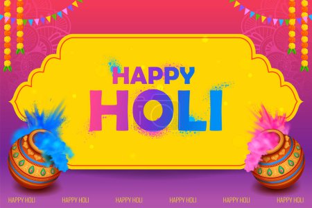 ilustración del diseño colorido abstracto de la tarjeta de fondo de Happy Holi para los saludos de la celebración del festival de color de la India