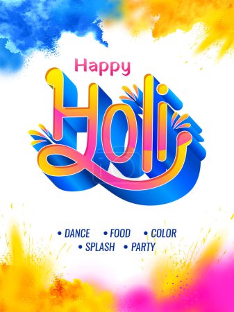 Ilustración de Ilustración del chapoteo colorido abstracto para el diseño feliz de la tarjeta de fondo de Holi para los saludos de la celebración del festival de color de la India para la promoción y la bandera del anuncio - Imagen libre de derechos