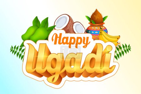 ilustración del fondo tradicional de la fiesta del festival para el día de Año Nuevo para los estados de Andhra Pradesh, Telangana, y Karnataka en la India