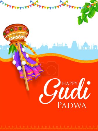 Ilustración de la celebración del Año Nuevo Lunar Gudi Padwa en Maharashtra de la India