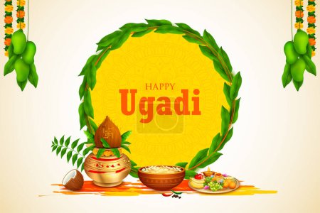 illustration du contexte traditionnel des fêtes du Nouvel An pour les États de l'Andhra Pradesh, du Telangana et du Karnataka en Inde