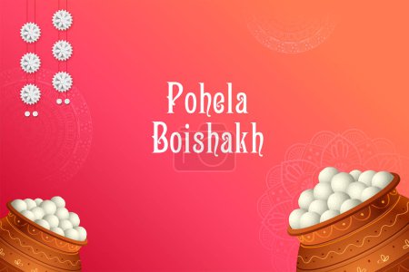 ilustración de los antecedentes de saludo para Pohela Boishakh, Bengalí Feliz Año Nuevo celebrado en Bengala Occidental y Bangladesh