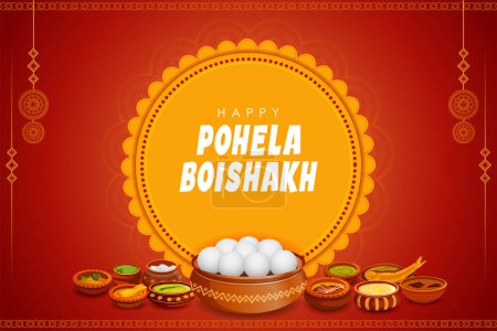 illustration de fond de salutation pour Pohela Boishakh, Bengali Bonne année célébrée au Bengale occidental et au Bangladesh