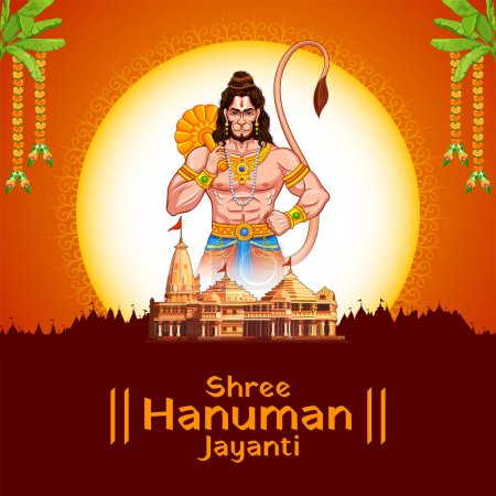 illustration of Lord Hanuman for Hanuman Jayanti Janmotsav celebration background for religious holiday of India