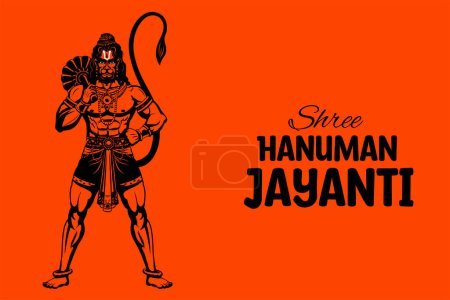 Illustration von Lord Hanuman für Hanuman Jayanti Janmotsav Feier Hintergrund für religiöse Feiertage in Indien