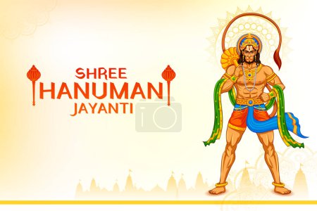 Photo for Illustration of Lord Hanuman for Hanuman Jayanti Janmotsav celebration background for religious holiday of India - Royalty Free Image