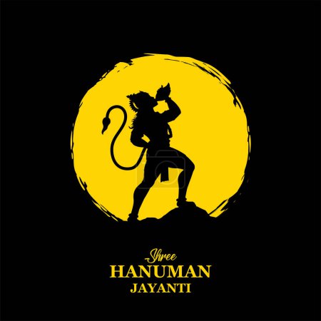 Téléchargez les illustrations : Illustration de Lord Hanuman pour Hanuman Jayanti Janmotsav fond de célébration pour la fête religieuse de l'Inde - en licence libre de droit
