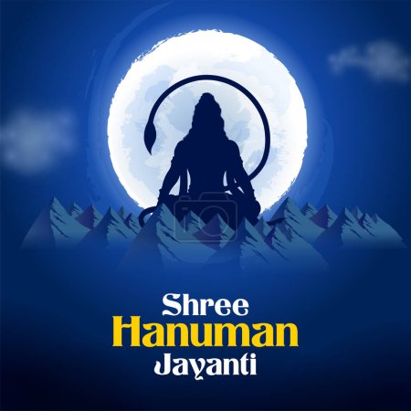 Illustration von Lord Hanuman für Hanuman Jayanti Janmotsav Feier Hintergrund für religiöse Feiertage in Indien