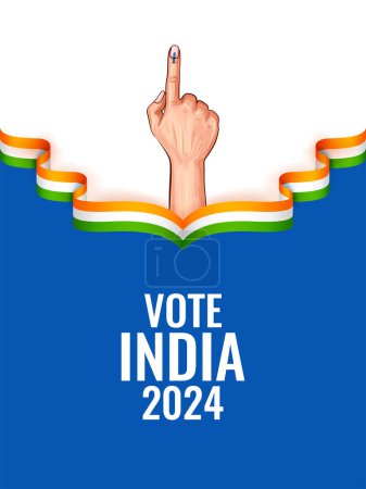 Téléchargez les illustrations : Illustration des Indiens Main avec pancarte électorale montrant les élections générales en Inde - en licence libre de droit