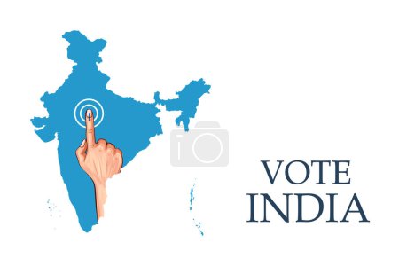 Ilustración de Ilustración del pueblo indio Mano con signo de voto que muestra la elección general de la India - Imagen libre de derechos