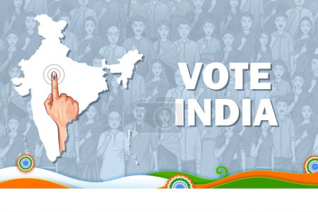 Illustration des Indiens Main avec pancarte électorale montrant les élections générales en Inde
