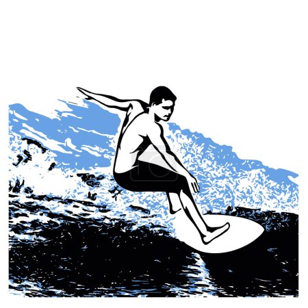 Photo for Surfer on the wave vector illustration - Royalty Free Image