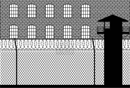 Photo for Monochrome drawing prison vector illustration - Royalty Free Image