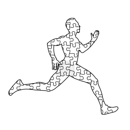 Photo for Running puzzle man vector illustration - Royalty Free Image