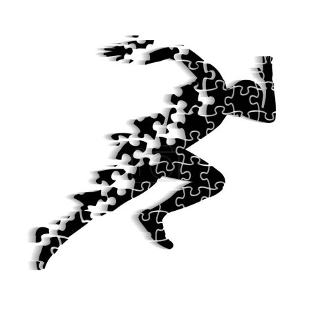 Photo for Running puzzle man vector illustration - Royalty Free Image
