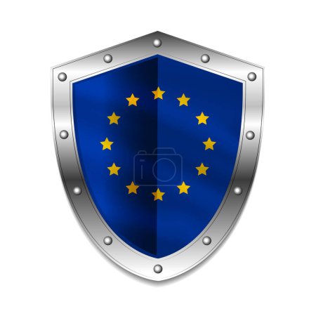 Photo for European union flag on shield vector illustration - Royalty Free Image