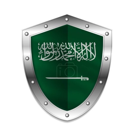 Photo for Saudi arabia flag on shield vector illustration - Royalty Free Image