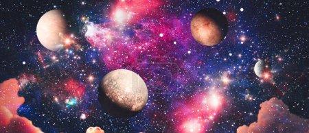 Stern im All. Collage über Weltraum, Wissenschaft und Bildung. Elemente dieses von der NASA bereitgestellten Bildes.