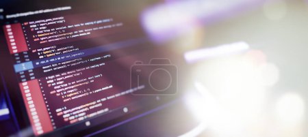 Photo for Computer script. Programming code abstract screen of software developer. - Royalty Free Image