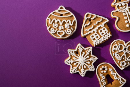 Photo for Tasty sweet Christmas cookies on a background. Food concept. New Years dessert. - Royalty Free Image