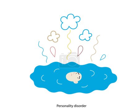 Téléchargez les illustrations : Mental disorders illustration. Personality disorder- modern flat vector illustration of person who has lost their identity turned into a puddle. People emotional, psychological, mental traumas concept - en licence libre de droit