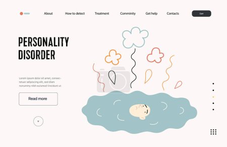 Illustration for Mental disorders web template. Personality disorder- modern flat vector illustration of person who has lost their identity turned into a puddle. People emotional, psychological, mental traumas concept - Royalty Free Image