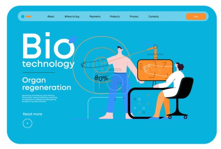 Illustration for Bio Technology, Organ regeneration -modern flat vector concept illustration of a hand regenerating, futuristic technology. Metaphor of regenerative medicine and the bodys ability to self-repair - Royalty Free Image