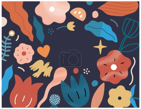 Illustration for Valentine, Whimsical Love Pattern - modern flat vector concept illustration of playful love-themed elements and abstract floral designs. Metaphor of joyful affection, love, connection, growth - Royalty Free Image