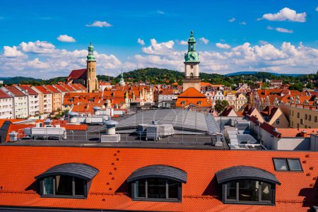 Photo for 02 08 2022: top view of the market square in old town of Jelenia Gora, Poland - Royalty Free Image