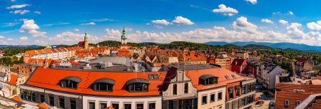 Photo for 02 08 2022: panorama top view of the market square in old town of Jelenia Gora, Poland - Royalty Free Image