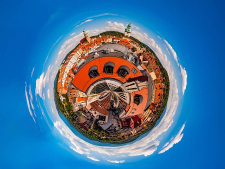 Photo for Panorama top view of the market square in old town of Jelenia Gora, Poland - Royalty Free Image