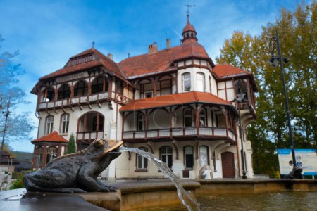 Photo for 10 10 2022: vintage spa house "Szarotka" (Edelweiss). Health resort in Swieradow Zdroj, Poland - Royalty Free Image