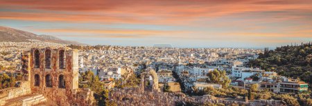 Photo for Amazing cityscape panoramic view in mild sunset light. Beautiful Athens city. Travel to Greece. Europe. - Royalty Free Image