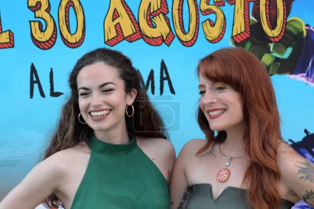 Photo for GIFFONI VALLE PIANA,ITALY - July 28,2023 : Arianna Craviotto and Valentina Weasley Jackman Gessaroli at Giffoni Film Festival 2023 - on July 28, 2023 in Giffoni Valle Piana, Italy. - Royalty Free Image