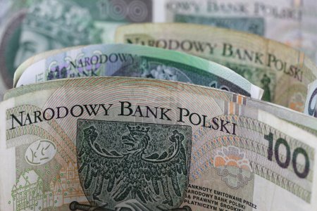 Polnisches Geld. Polnische Zloty-Scheine. Dieses Thema kann verwendet werden, um viele verschiedene Finanzthemen zu illustrieren. PLN-Währung.