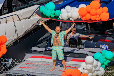 Photo for Monte Carlo, Monaco - May 27, 2023: Professional mixed martial arts MMA champion Conor McGregor at a party on a luxury yacht in the marina - Royalty Free Image