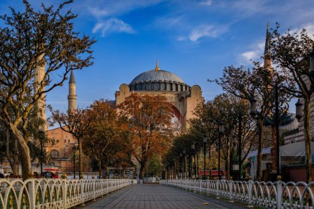 Photo for Iconic Hagia Sophia Grand Mosque in a former Byzantine church, major cultural and historic site, one of the world s great monuments, Istanbul, Turkey - Royalty Free Image