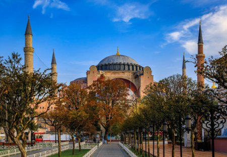 Photo for Iconic Hagia Sophia Grand Mosque in a former Byzantine church, major cultural and historic site, one of the world s great monuments, Istanbul, Turkey - Royalty Free Image