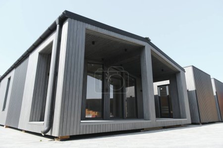 Construction of new and modern modular house.