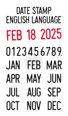 Téléchargez les illustrations : Vector illustration of editable dates stamps in English language (days, months, years) - en licence libre de droit