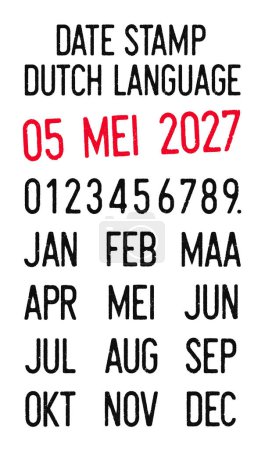 Téléchargez les illustrations : Vector illustration of editable dates stamps in Dutch language (days, months, years) - en licence libre de droit