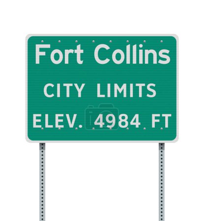 Foto de Ilustración vectorial de la señal verde de Fort Collins (Colorado) City Limits en postes metálicos - Imagen libre de derechos