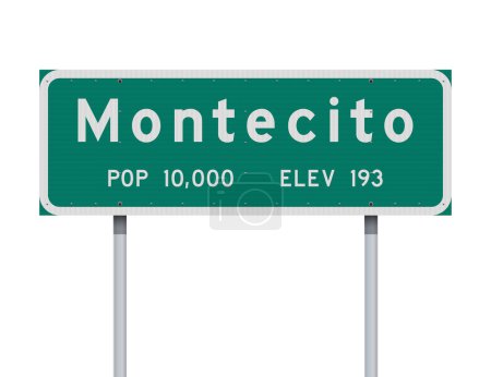 Ilustración de Ilustración vectorial de la señal de tráfico verde de Montecito (California) City Limit en postes metálicos - Imagen libre de derechos
