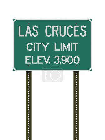 Ilustración de Vector illustration of the Las Cruces (New México) City Limit green road sign on metallic posts - Imagen libre de derechos
