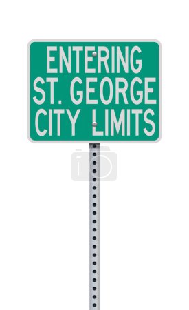 Foto de Ilustración vectorial de la señal verde de St. George (Utah) Entrando en City Limits en poste metálico - Imagen libre de derechos