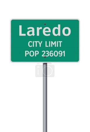 Illustration for Vector illustration of the Laredo (Texas) City Limit green road sign on metallic pole - Royalty Free Image
