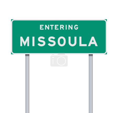 Foto de Ilustración vectorial de la señal de tráfico verde Missoula (Montana) City Limit en postes metálicos - Imagen libre de derechos