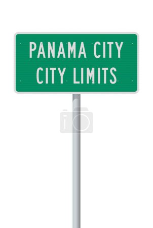 Foto de Vector illustration of the Panama City (Florida) City Limits green road sign on metallic posts - Imagen libre de derechos