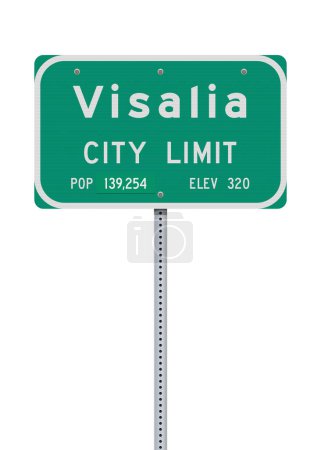 Foto de Ilustración vectorial de la señal de tráfico verde de Visalia (California) City Limit en poste metálico - Imagen libre de derechos